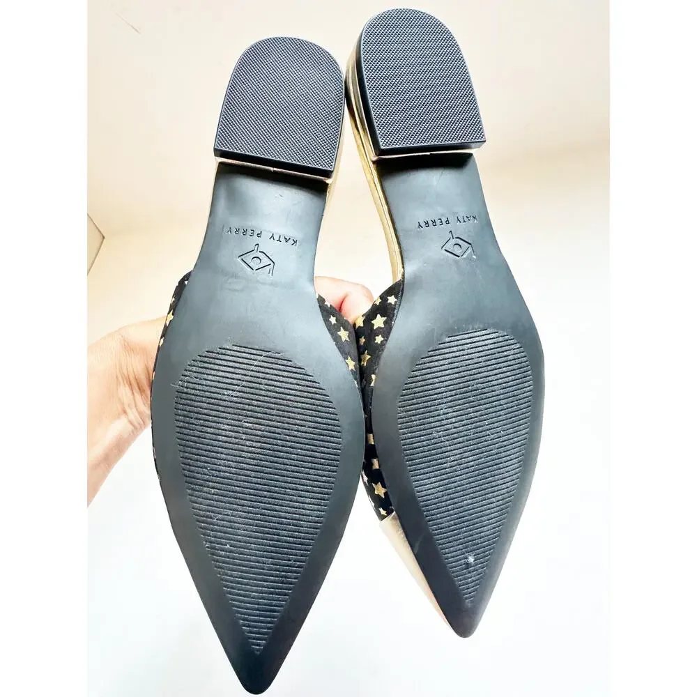 NWOT Katy Pery Tarin Star Black Gold Mule 8.5